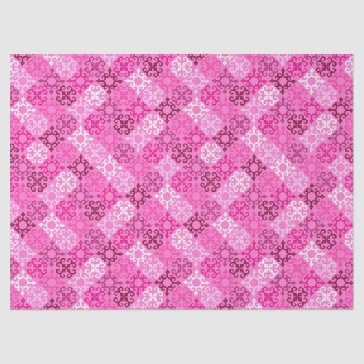 Papier Mousseline Pink Filigree Diamond Pattern  (Recto)