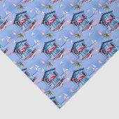 Papier Mousseline Pink Flamant rose Island Tropical Beach Getaway (Détail)