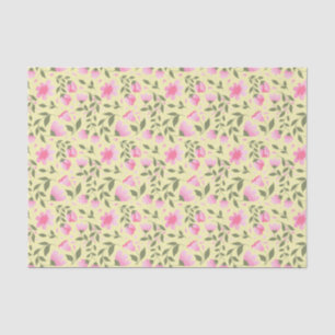 Papier Mousseline Pink Floral Pattern w. La verdure