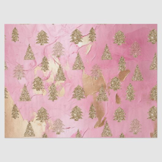 Papier Mousseline Pink Gold Streaks Parties scintillant Glam Arbres  (Recto)