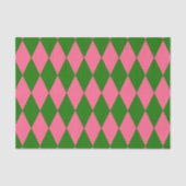 Papier Mousseline Pink Green Harlequin Checkered Design  (Recto)
