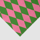 Papier Mousseline Pink Green Harlequin Checkered Design  (Détail)