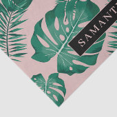 Papier Mousseline Pink & Green Palm Feuille Motif & nom (Détail)