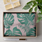Papier Mousseline Pink & Green Palm Feuille Motif & nom (Cadeau)