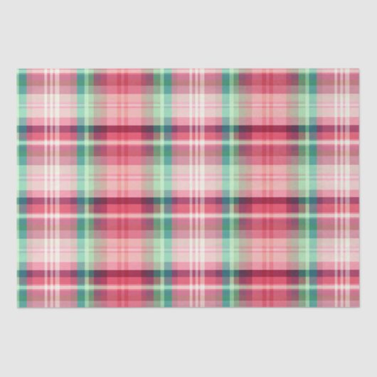 Papier Mousseline Pink Green Tartan Plaid (Recto)