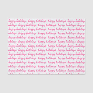 Papier Mousseline Pink Happy Holidays Typographie de script
