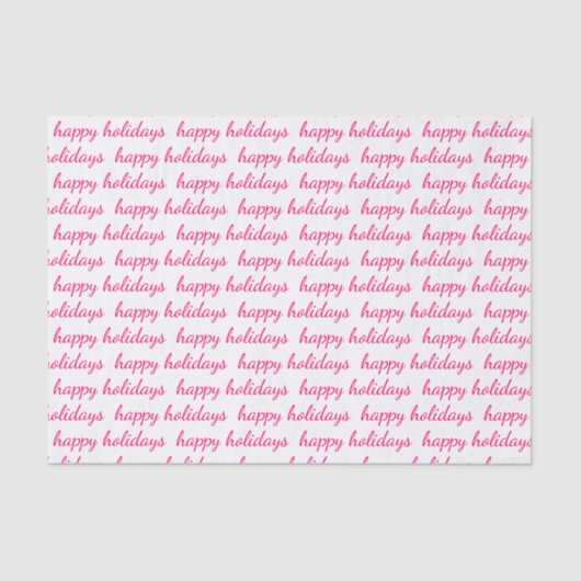 Papier Mousseline Pink Happy Holidays Typographie de script (Recto)