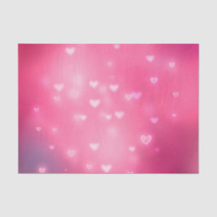 Papier Mousseline Pink Hearts Bokeh Anniversaire
