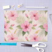 Papier Mousseline Pink Hibiscus Tropical Seamless Pattern (Artisanat)