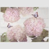 Papier Mousseline Pink Hydrangea Butterfly Floral Script Art (Recto)