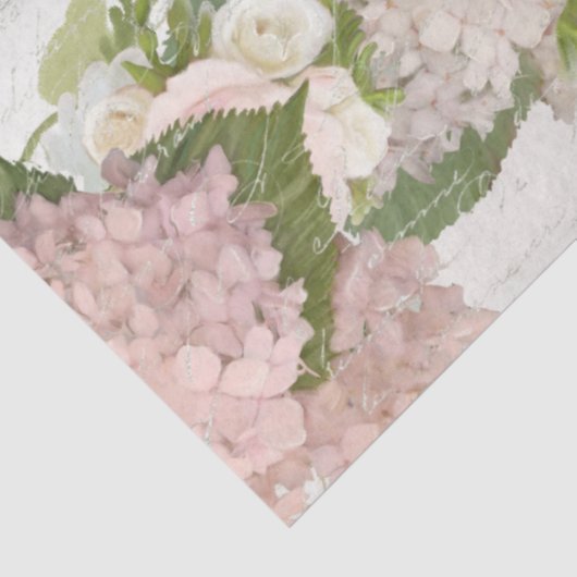 Papier Mousseline Pink Hydrangea Rose Butterfly Flower Script (Détail)