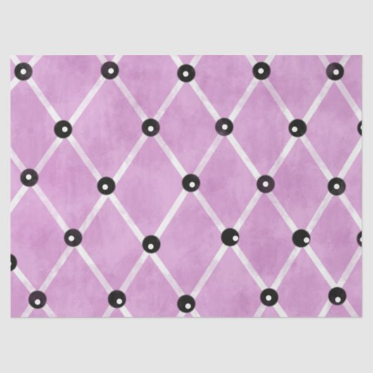 Papier Mousseline Pink Ivory Lattice Studs Funky Pattern Decoupage (Recto)