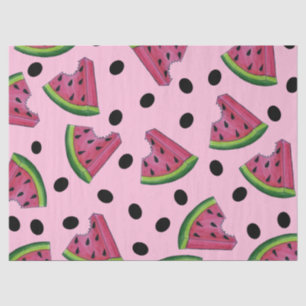Papier Mousseline Pink Juicy Watermelon Wedge Graines Fruit