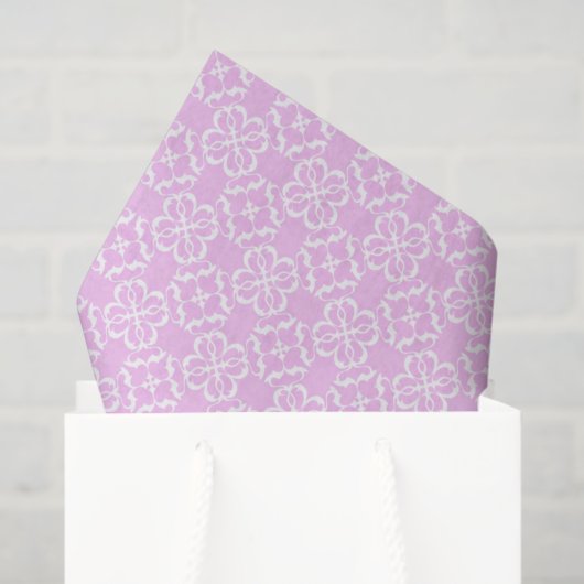 Papier Mousseline Pink Lace & White Floral Lattice Pattern (Sac cadeau)