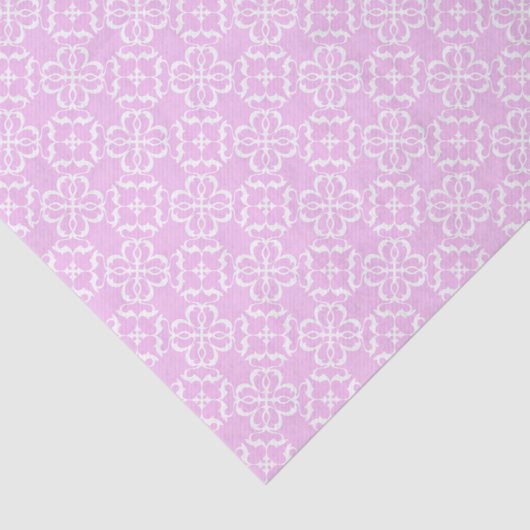 Papier Mousseline Pink Lace & White Floral Lattice Pattern (Détail)