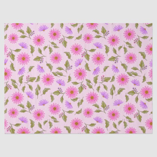 Papier Mousseline Pink Lavender Lacy Daisy Tissue Paper (Recto)
