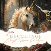 Papier Mousseline Pink Mane White Unicorne Winter Fairytale Castle