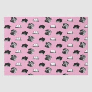 Papier Mousseline Pink Modern Boish Bibliophile Motif de livre