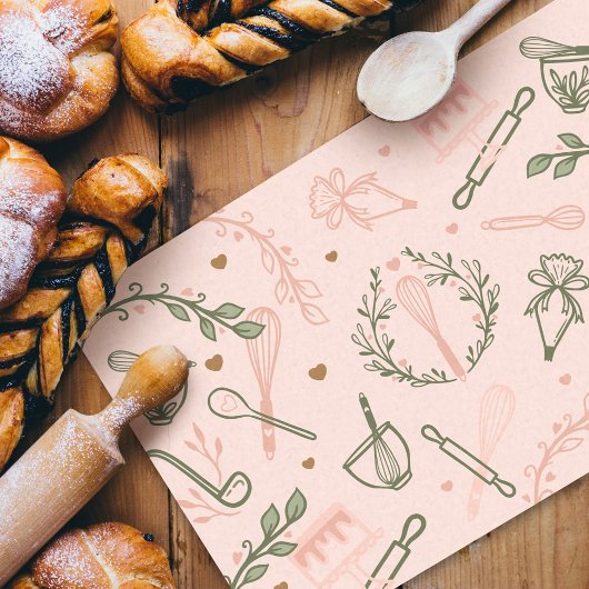 Papier Mousseline Pink & Olive Green Baking & Cuisine Ustensiles Bou