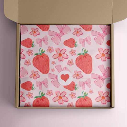 Papier Mousseline Pink Pastel Fraise Florale Bow
