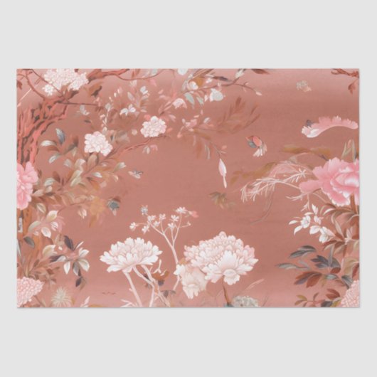 Papier Mousseline Pink Peony Chinoiserie Tissus (Recto)