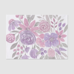 Papier Mousseline Pink Purple Sage Green Floral Watercolor