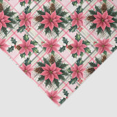 Papier Mousseline Pink Retro Noël Floral Plaid Joyeux Noël (Détail)