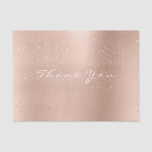 Papier Mousseline Pink Rose Gold Confetti Blush Merci Nom (Recto)