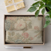 Papier Mousseline Pink Roses & Gold Floral Decoupage  (Cadeau)