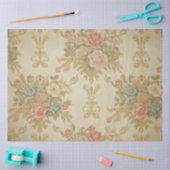 Papier Mousseline Pink Roses & Gold Floral Decoupage  (Artisanat)