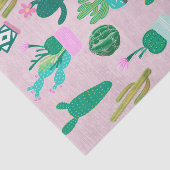 Papier Mousseline Pink Rustique Sud-Ouest Cactus Plantes (Détail)