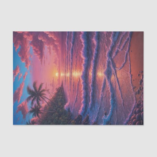 Papier Mousseline Pink Sands Beach Cove Découpage | Plage tropicale (Recto)