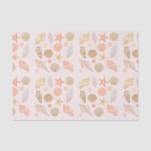 Papier Mousseline Pink Seashells Pattern (Recto)
