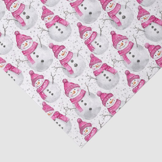 Papier Mousseline Pink Silver Glam Snowflakes Christmas Tree Snowman (Détail)