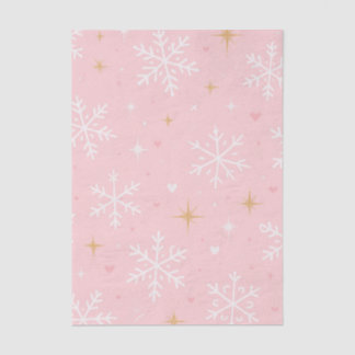 Papier Mousseline Pink Snowflake & Gold Sparkle Christmas 