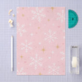 Papier Mousseline Pink Snowflake & Gold Sparkle Christmas (Artisanat)