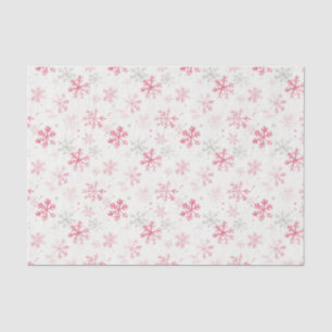 Papier Mousseline Pink Snowflakes Vintage Noël