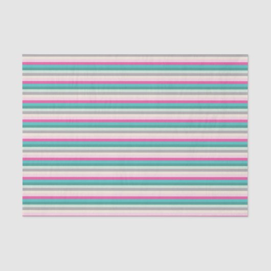 Papier Mousseline Pink Teal and Grey Striped (Recto)