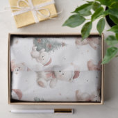 Papier Mousseline Pink Teddy Bear Christmas  (Cadeau)