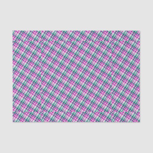 Papier Mousseline Pink Turquoise Plaid Motif Check Imprimer Tartan E (Recto)