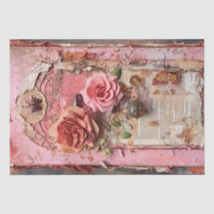 Papier Mousseline Pink Vintage Floral Grunge Decoupage