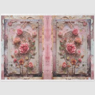 Papier Mousseline Pink Vintage Floral Grunge Decoupage
