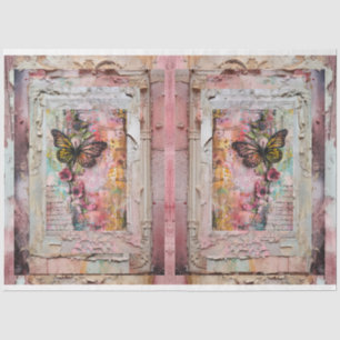 Papier Mousseline Pink Vintage Floral Grunge Decoupage