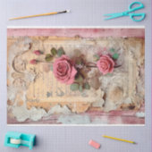 Papier Mousseline Pink Vintage Floral Grunge Decoupage (Artisanat)
