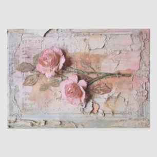 Papier Mousseline Pink Vintage Floral Grunge Decoupage