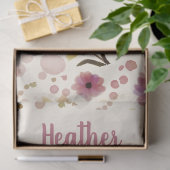 Papier Mousseline Pink Wildflower Watercolor Monogram Name (Cadeau)