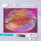 Papier Mousseline Pink Zebra Print Rainbow Gold Parties scintillant  (Artisanat)