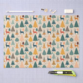 Papier Mousseline Pins de Noël et motif de cerfs (Artisanat)