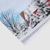 Papier Mousseline Pins d'hiver Protéger une grande grange rouge (Détail)