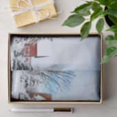 Papier Mousseline Pins d'hiver Protéger une grande grange rouge (Cadeau)